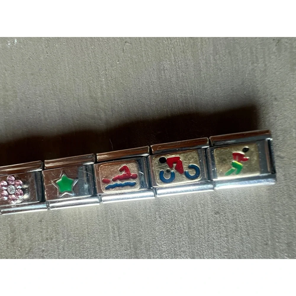 Boxing IF Composition Italian Charm Bracelet 3.5in Stainless Steel 10 Link